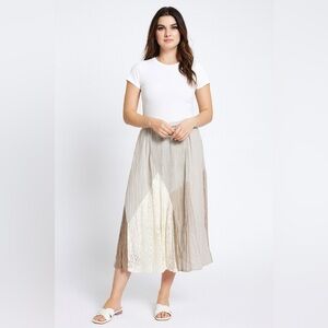 Style & Co Midi Skirt Patch Quilt Lace Midi Cotton XL Cottagecore Boho Peasant